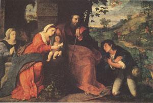 Palma Vecchio The Adoration of the Shepherds with a Donor (mk05) oil painting image